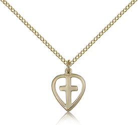 Gold Filled Heart / Cross Medal Pendant" itemprop="image