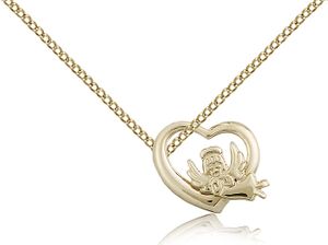 Gold Filled Heart / Guardian Angel Medal Pendant" itemprop="image