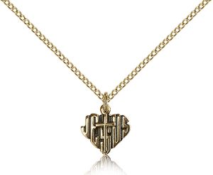 Gold Filled Heart of Jesus / Cross Medal Pendant" itemprop="image