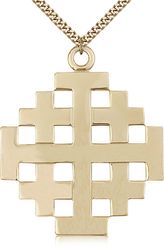 Gold Filled Jerusalem Cross Medal Pendant" itemprop="image