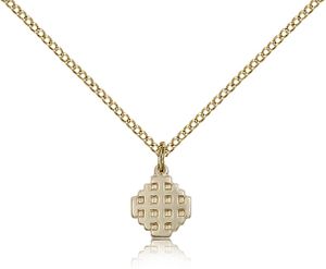 Gold Filled Jerusalem Cross Medal Pendant" itemprop="image