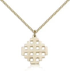 Gold Filled Jerusalem Cross Medal Pendant" itemprop="image