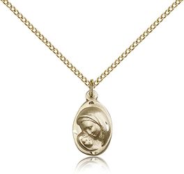 Gold Filled Madonna & Child Medal Pendant" itemprop="image