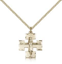 Gold Filled Modern Crucifix Medal Pendant" itemprop="image