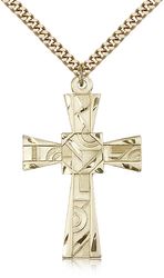 Gold Filled Mosaic Cross Medal Pendant" itemprop="image