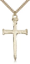 Gold Filled Nail Cross Medal Pendant" itemprop="image