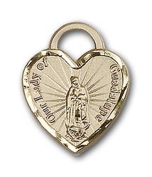 Gold Filled Our Lady of Guadalupe Heart Medal Pendant" itemprop="image