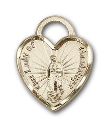 Gold Filled Our Lady of Guadalupe Heart Medal Pendant" itemprop="image