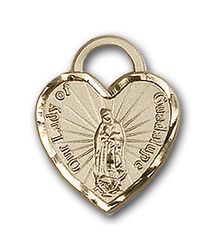 Gold Filled Our Lady of Guadalupe Heart Medal Pendant" itemprop="image