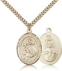 Gold Filled Our Lady of Mount Carmel Patron Saint Medal Pendant - Large" itemprop="image