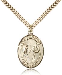 Gold Filled Our Lady Star of the Sea Patron Saint Medal Pendant - Large" itemprop="image