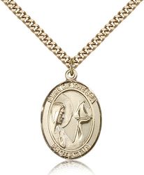 Gold Filled Our Lady Star of the Sea Patron Saint Medal Pendant - Large" itemprop="image