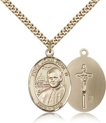 Gold Filled Pope John Paul II Patron Saint Medal Pendant - Large" itemprop="image