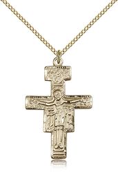 Gold Filled San Damiano Crucifix Medal Pendant" itemprop="image