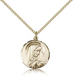 Gold Filled Sorrowful Mother Medal Pendant" itemprop="image