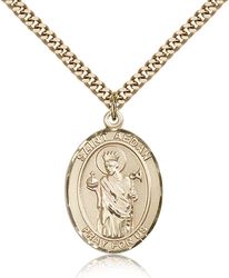 Gold Filled St. Aedan of Ferns Patron Saint Medal Pendant - Large" itemprop="image