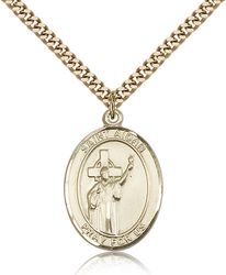 Gold Filled St. Aidan Of Lindesfarne Patron Saint Medal Pendant - Large" itemprop="image