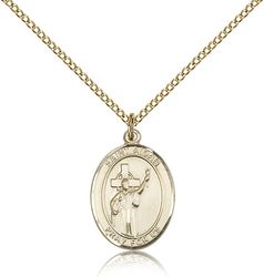 Gold Filled St. Aidan Of Lindesfarne Patron Saint Medal Pendant - Medium" itemprop="image