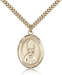 Gold Filled St. Anselm of Canterbury Patron Saint Medal Pendant - Large" itemprop="image