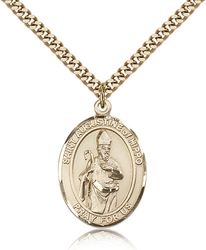 Gold Filled St. Augustine of Hippo Patron Saint Medal Pendant - Large" itemprop="image