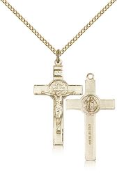 Gold Filled St. Benedict Crucifix Medal Pendant" itemprop="image