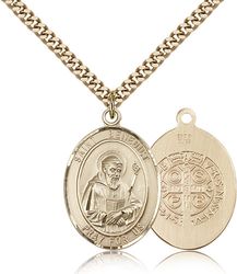 Gold Filled St. Benedict Patron Saint Medal Pendant - Large" itemprop="image