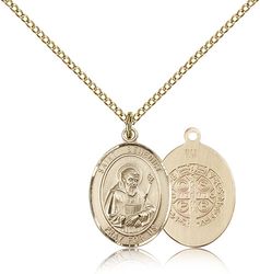 Gold Filled St. Benedict Patron Saint Medal Pendant - Medium" itemprop="image