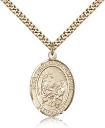 Gold Filled St. Bernard of Montjoux Patron Saint Medal Pendant - Large" itemprop="image