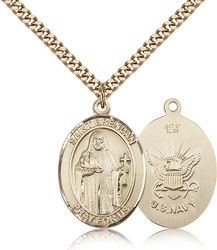 Gold Filled St. Brendan the Navigator/ Navy Pendan - Large" itemprop="image