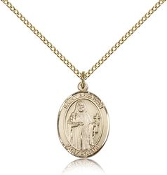 Gold Filled St. Brendan the Navigator Patron Saint Medal Pendant - Medium" itemprop="image