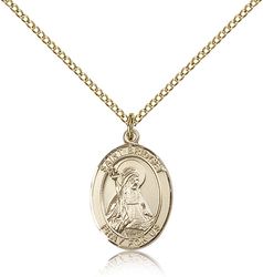 Gold Filled St. Bridget of Sweden Patron Saint Medal Pendant - Medium" itemprop="image