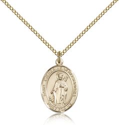 Gold Filled St. Catherine of Alexandria Patron Saint Medal Pendant - Medium" itemprop="image