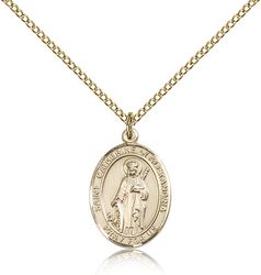 Gold Filled St. Catherine of Alexandria Patron Saint Medal Pendant - Medium" itemprop="image