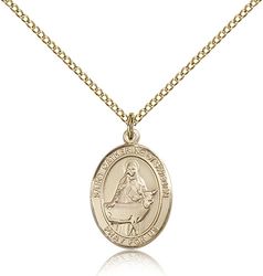 Gold Filled St. Catherine of Sweden Patron Saint Medal Pendant - Medium" itemprop="image