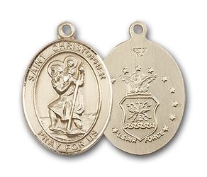 Gold Filled St. Christopher / Air Forc Patron Saint Medal Pendant - Small" itemprop="image