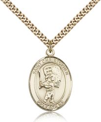 Gold Filled St. Christopher/Baseball Patron Saint Medal Pendant - Large" itemprop="image