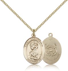 Gold Filled St. Christopher / Coast Guard Patron Saint Medal Pendant - Medium" itemprop="image