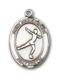 Gold Filled St. Christopher/Figure Skating Patron Saint Medal Pendant - Large" itemprop="image