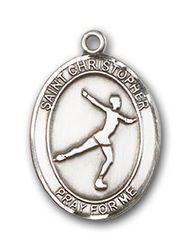 Gold Filled St. Christopher/Figure Skating Patron Saint Medal Pendant - Small" itemprop="image