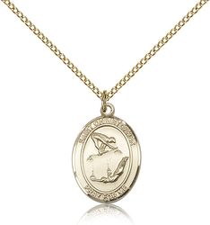 Gold Filled St Christopher / Gymnastics Patron Saint Medal Pendant - Medium" itemprop="image