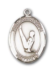 Gold Filled St. Christopher/Gymnastics Patron Saint Medal Pendant - Medium" itemprop="image