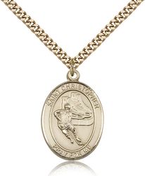 Gold Filled St. Christopher/Hockey Patron Saint Medal Pendant - Large" itemprop="image