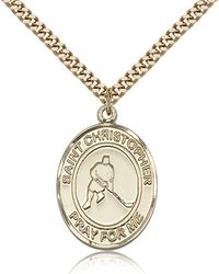 Gold Filled St. Christopher/Ice Hockey Patron Saint Medal Pendant - Large" itemprop="image