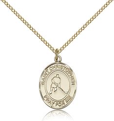 Gold Filled St. Christopher/Ice Hockey Patron Saint Medal Pendant - Medium" itemprop="image