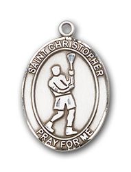 Gold Filled St. Christopher/Lacrosse Patron Saint Medal Pendant - Small" itemprop="image