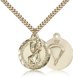 Gold Filled St. Christopher / Paratrooper Medal Pendant" itemprop="image