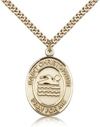 Gold Filled St. Christopher Patron Saint Medal Pendant - Large" itemprop="image