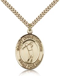 Gold Filled St. Christopher Patron Saint Medal Pendant - Large" itemprop="image