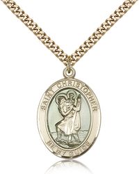 Gold Filled St. Christopher Patron Saint Medal Pendant - Large" itemprop="image