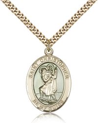 Gold Filled St. Christopher Patron Saint Medal Pendant - Large" itemprop="image